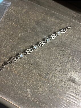 Sterling-Effect Silver Link Bracelet with‎ Light Blue Stone Accents Brighton